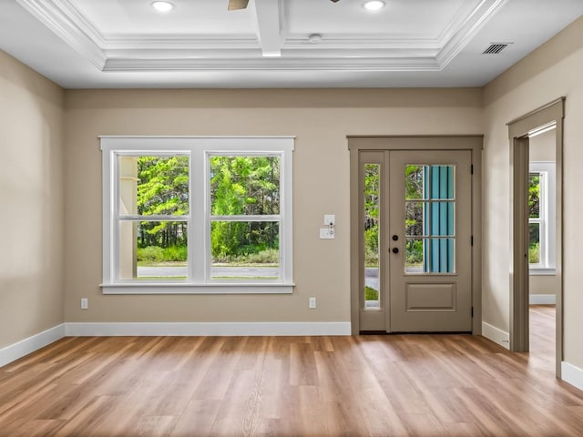 1673 Landing St, Carrabelle, FL 32322 - entryway featuring crown molding, wood finished floors, baseboards, and recessed lighting