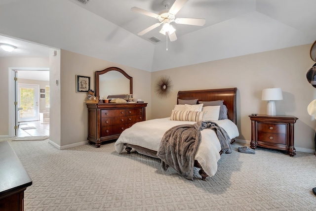 8171 Elysian Way, Tallahassee, FL 32311 - bedroom with carpet, ceiling fan, baseboards, and vaulted ceiling