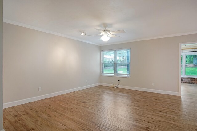 2948 Edenderry Dr, Tallahassee, FL 32309 - empty room with ornamental molding, light wood-type flooring, ceiling fan, and baseboards
