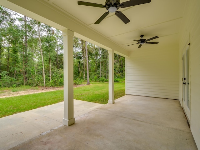 view of patio / terrace featuring ceiling fan