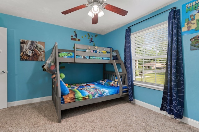 6812 Hill Gail Trl, Tallahassee, FL 32309 - bedroom with carpet flooring, baseboards, and a ceiling fan