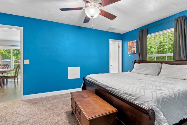 6812 Hill Gail Trl, Tallahassee, FL 32309 - bedroom with multiple windows, baseboards, a ceiling fan, and carpet floors