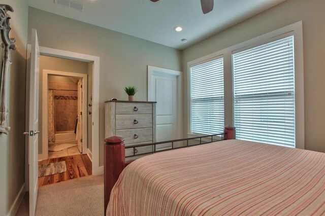 1261 Myrtle View Dr, Tallahassee, FL 32312 - bedroom featuring carpet flooring, ceiling fan, recessed lighting, baseboards, and visible vents