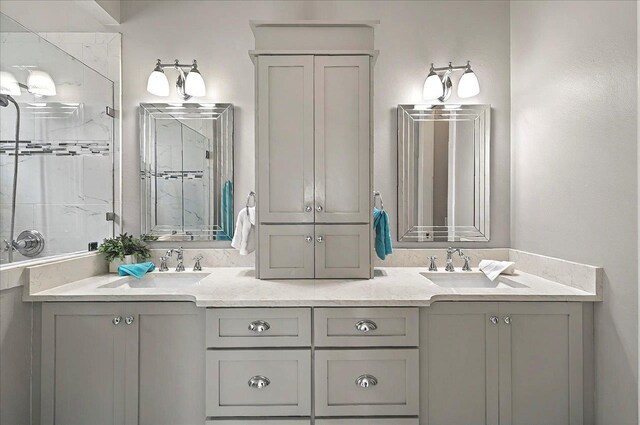 1261 Myrtle View Dr, Tallahassee, FL 32312 - full bath featuring double vanity, a sink, and tiled shower
