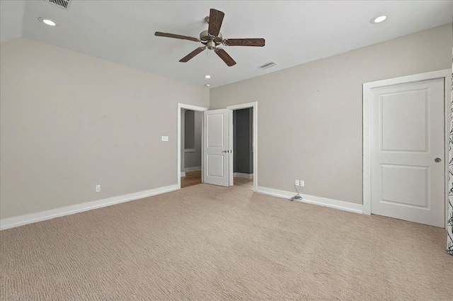 1261 Myrtle View Dr, Tallahassee, FL 32312 - unfurnished bedroom with visible vents, recessed lighting, baseboards, and light colored carpet