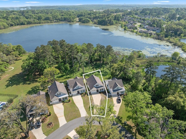 4318 Terebinth Trl, Tallahassee, FL 32317 - aerial perspective of suburban area with property boundaries highlighted and a nearby body of water