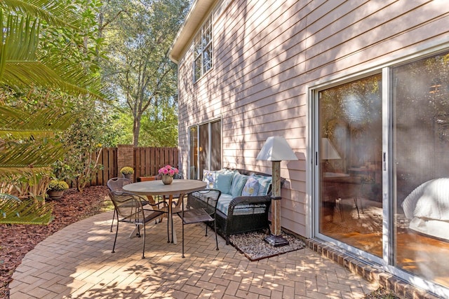 view of patio featuring an outdoor hangout area