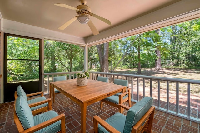 2003 Chuli Nene, Tallahassee, FL 32301 - sunroom with a ceiling fan, view of scattered trees, and outdoor dining area
