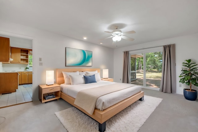 2003 Chuli Nene, Tallahassee, FL 32301 - bedroom with access to outside, recessed lighting, ensuite bathroom, and ceiling fan