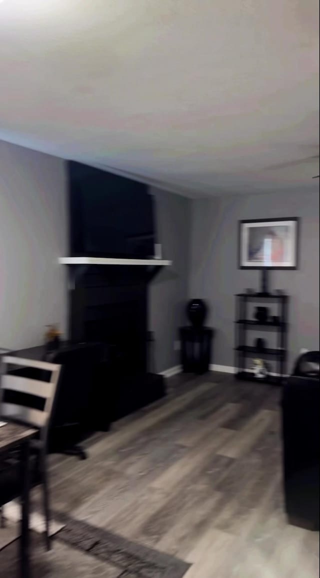 1216 Hidden Pl, Tallahassee, FL 32304 - living area with a fireplace, baseboards, and wood finished floors