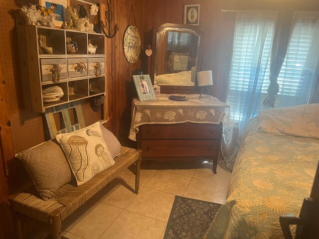 living area featuring tile patterned flooring