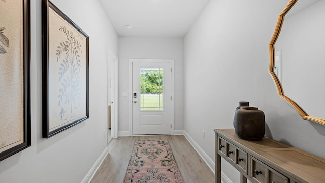 entryway with light wood-type flooring