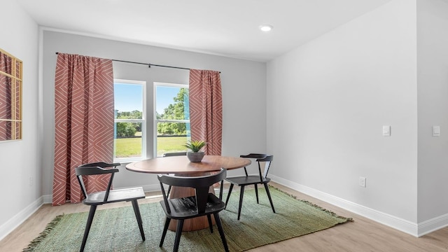 dining area featuring light hardwood / wood-style flooring