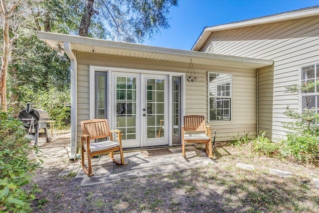 exterior space featuring a patio and french doors