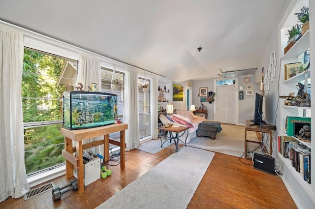 interior space with hardwood / wood-style flooring