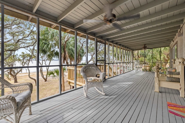 deck featuring ceiling fan