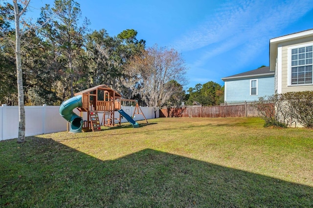 view of yard featuring a playground