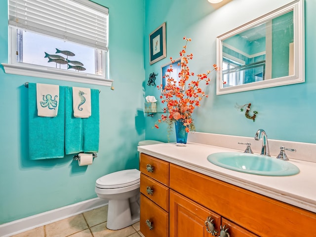 bathroom with tile patterned floors, toilet, and vanity