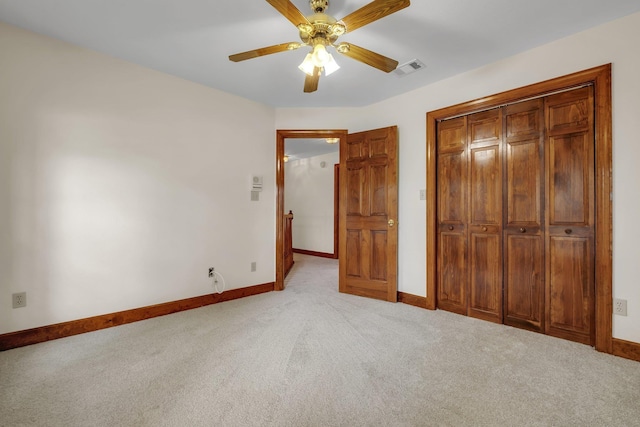 332 Winnstead Ct, Tallahassee, FL 32312 - unfurnished bedroom featuring light colored carpet, a closet, and ceiling fan