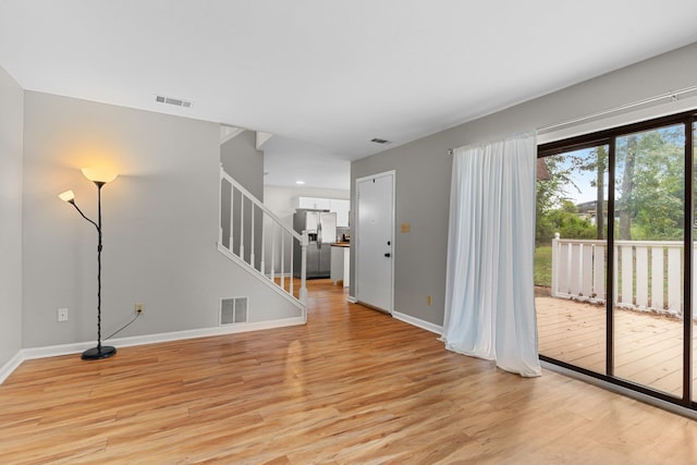 unfurnished living room featuring light hardwood / wood-style floors