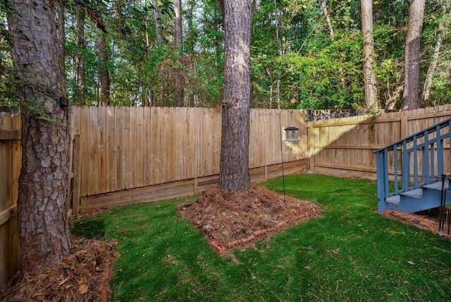 view of yard featuring a fenced backyard