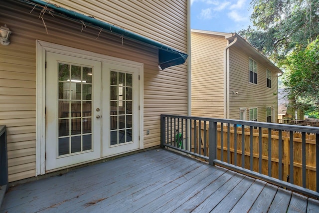 wooden deck with french doors