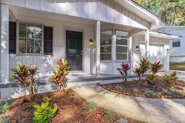 entrance to property with a garage