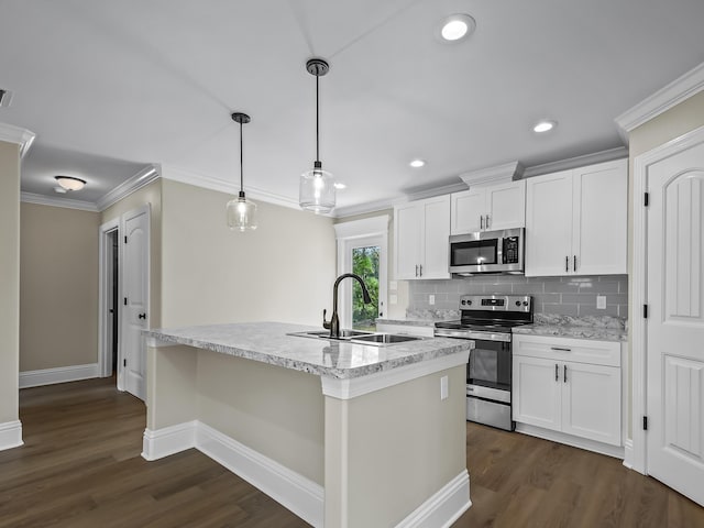 kitchen featuring sink, white cabinetry, and appliances with stainless steel finishes