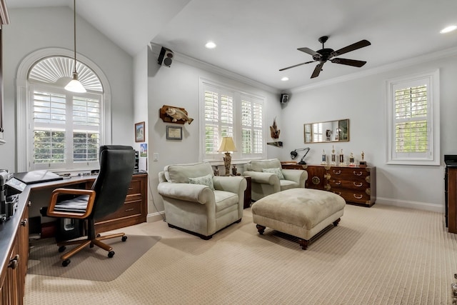 interior space featuring a healthy amount of sunlight and ornamental molding