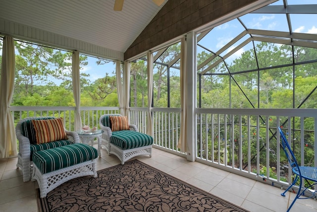 sunroom / solarium with vaulted ceiling