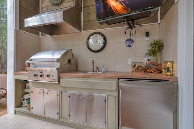 view of patio featuring a grill and sink