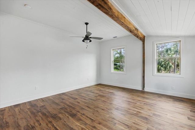 209 SE 10th St, Steinhatchee, FL 32359 - unfurnished room with ceiling fan, wood finished floors, baseboards, and wooden ceiling