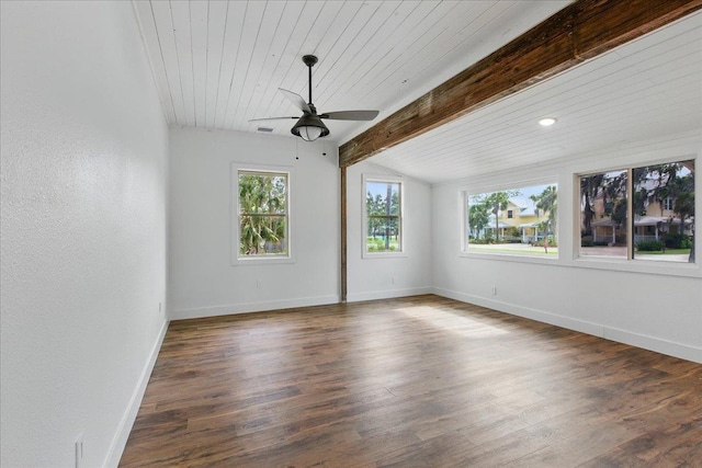 209 SE 10th St, Steinhatchee, FL 32359 - unfurnished room with a ceiling fan, wood finished floors, baseboards, and wooden ceiling