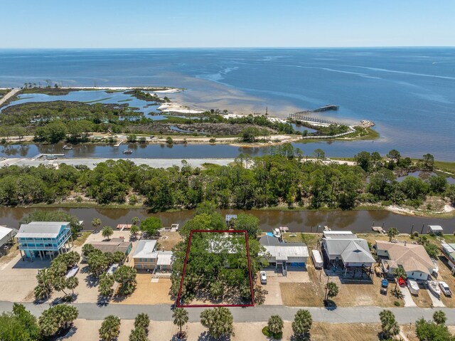 35 Sunrise Ln, Panacea, FL 32346 - aerial view of property's location with a nearby body of water and property boundaries highlighted
