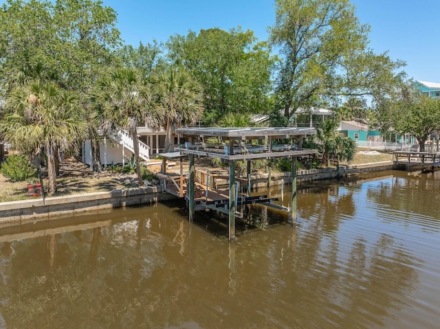 35 Sunrise Ln, Panacea, FL 32346 - dock area with a water view and boat lift