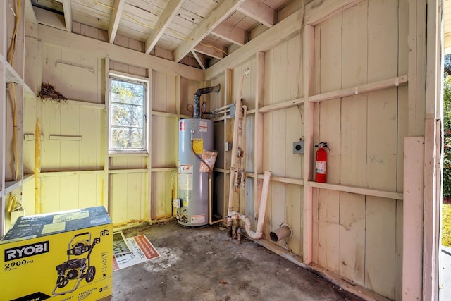 storage area featuring gas water heater