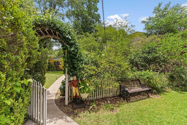 view of yard featuring fence