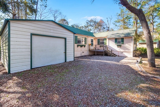 exterior space featuring a garage