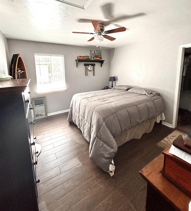 bedroom featuring ceiling fan