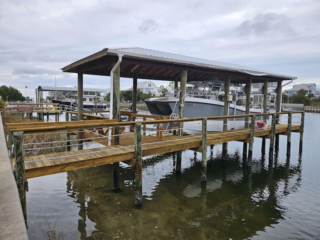 view of dock featuring a water view