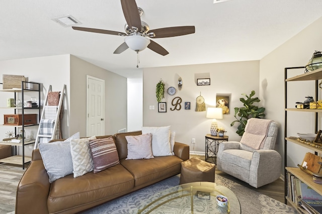1816 Aaron Rd, Tallahassee, FL 32303 - living room with wood finished floors and ceiling fan