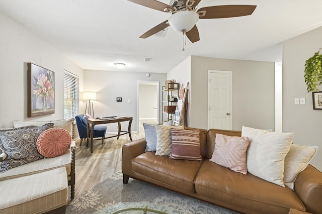 1816 Aaron Rd, Tallahassee, FL 32303 - living room with wood finished floors and ceiling fan