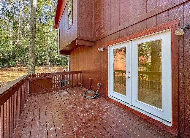 wooden terrace with french doors