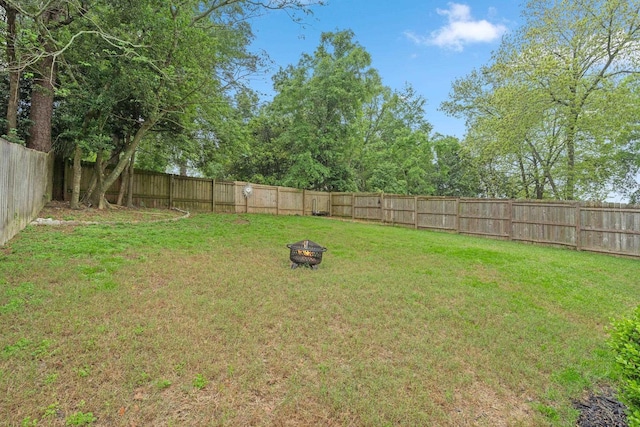 view of yard featuring a fenced backyard