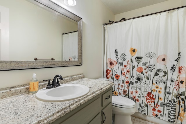 2214 Yaupon Dr, Tallahassee, FL 32303 - full bath with vanity, tile patterned flooring, and a shower with shower curtain