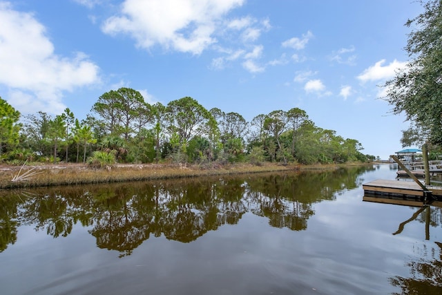 water view with a boat dock