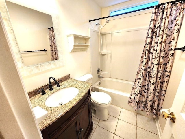 2405 Lanrell Dr, Tallahassee, FL 32303 - full bath featuring toilet, vanity, shower / bathtub combination with curtain, and tile patterned flooring