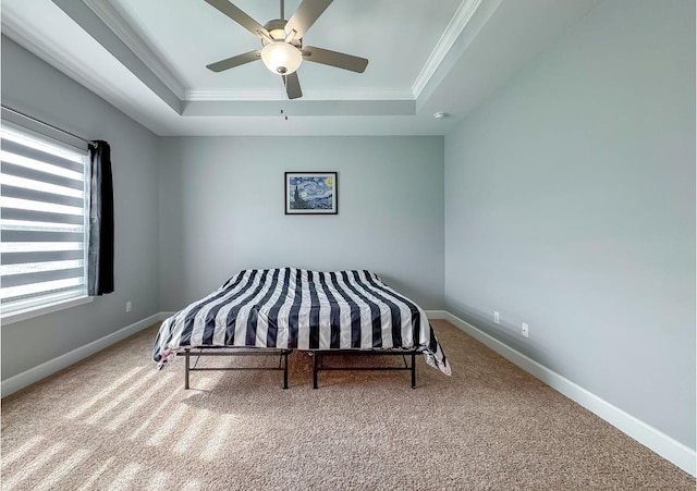 4461 River Breeze Ln, Tallahassee, FL 32303 - carpeted bedroom featuring a raised ceiling, ornamental molding, and ceiling fan