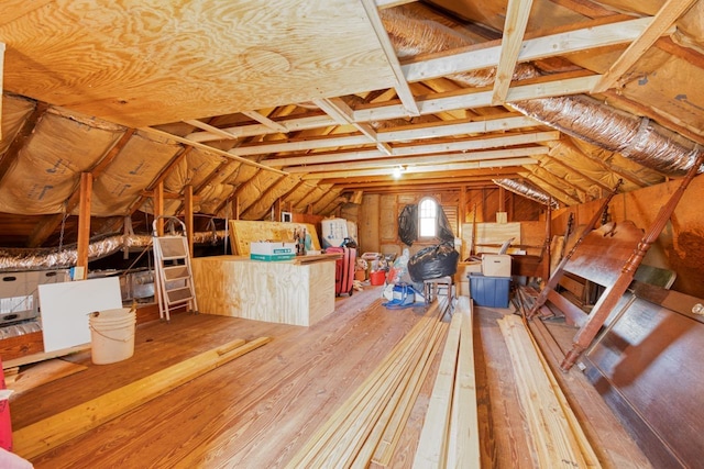 view of unfinished attic