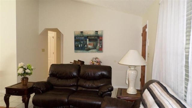 living room featuring tile patterned floors